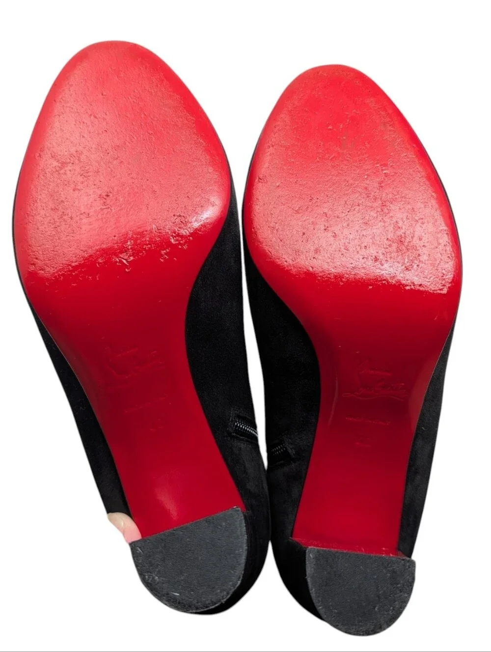 Christian Louboutin Black Velour Suede Moulamax 85 Heeled Boot Size EU 40
